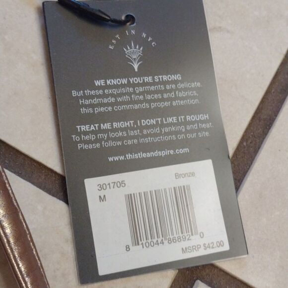 NWT SET Thistle and Spire Bronze Garter Belt w adjustable Garter M - Picture 3 of 10